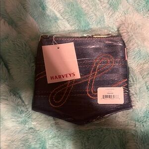 Harveys Blue Denim Pouch with Orange Accents